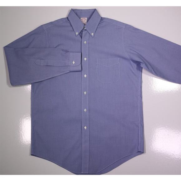 Brooks Brothers Blue/White Microcheck Non-Iron Cotton Dress Shirt (38) 15-34 - Picture 2 of 6